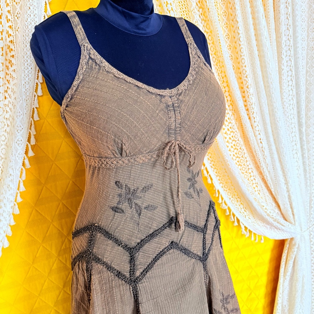 Scully Boho Cottagecore Hippie Western 100% Cotton Flowy Midi Dress Size S - Picture 5 of 16